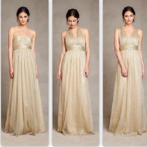 Jenny Yoo Gold tulle dress Sz 2 bridesmaid